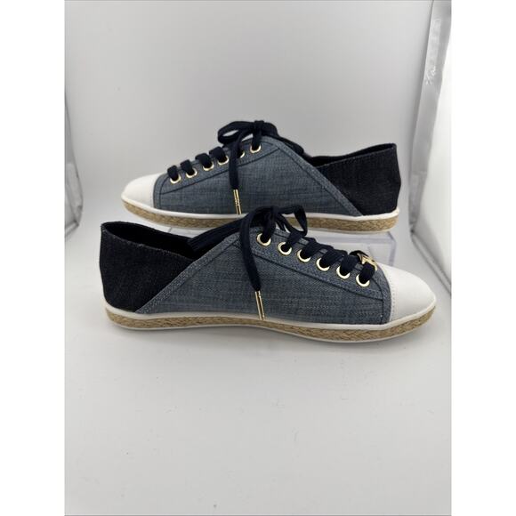 MICHAEL Kors Women’s size 6 Denim Kristy Slides Tie Sneaker W/‎ Gold Accents NIB - Picture 8 of 12
